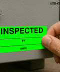 Fluorescent Green Inspection Stickers 1 Inch By 2.25 Inch Pack Of 600 For Quality Control Inventory Tracking And Color Coding in use
