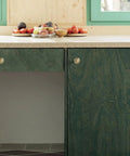 Set Of Six Champagne Bronze Cabinet Knobs In Zinc Alloy Modern Hardware On Green Wood Cabinet Doors