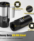 Deep Lug Nut Removal Tool Set Beast With Half Inch Drive, 6 Piece Lug Nut Extractor with reverse spiral design and CR-MO steel