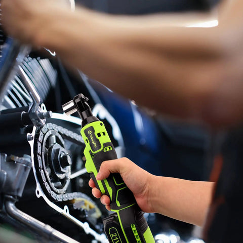 Using Cordless 3/8 Inch Electric Ratchet Wrench Kit With 12V Power, 40 Ft Lbs Torque for automotive repairs in tight space