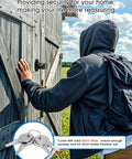 Person installing Heavy Duty Shed Door T Handle Lock Latch Kit With Four Keys For Barn Coop Storage Doors on wooden shed.