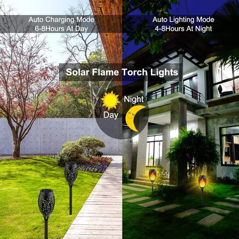Eight Pack Solar Torch Lights Outdoor With Flickering Real Flame Effect, Waterproof Garden Path Yard Lights by house