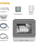 Top Tier Portable Countertop Dishwasher For Apartments And Dorms Featuring Plug And Play Setup with accessories like dish rack and hoses.