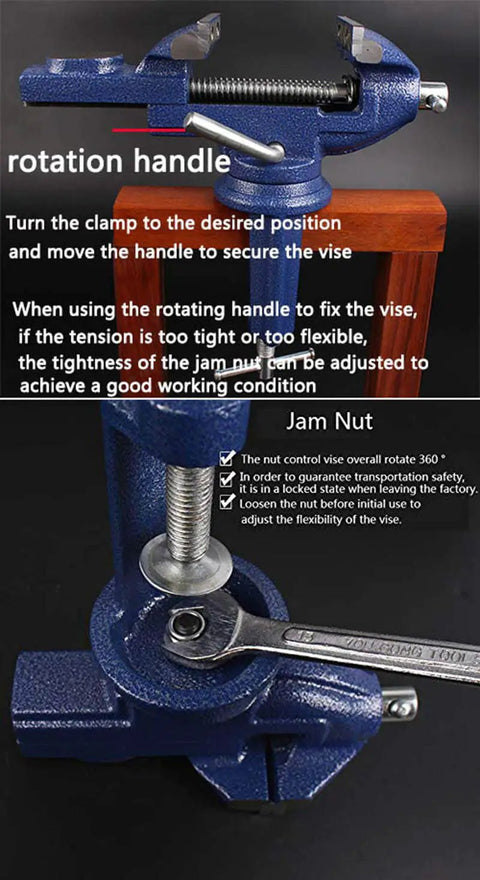 Edge Mount Clamp On Vise For Desks And Benches With 2.5 Inch Jaw Opening And 2.0 Inch Jaw Width Quick Desktop Install On Tables Up To 2.4 Inch Thick Durable Hands Free Holding For DIY Projects