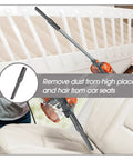 Vacuum cleaning tool from Two-In-One Vacuum Replacement Parts Kit For Rocket HV300 HV301 HV320 HV322 Series And Rotator NV751 NV752 NV600 NV650 NV680 NV681 in use, cleaning stairs and car seat.