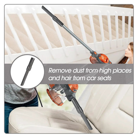Vacuum cleaning tool from Two-In-One Vacuum Replacement Parts Kit For Rocket HV300 HV301 HV320 HV322 Series And Rotator NV751 NV752 NV600 NV650 NV680 NV681 in use, cleaning stairs and car seat.