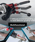 Solid Belt Sander Attachment For Angle Grinder Fits 4 5 Inch Tools And US 5 8 To 11 Thread showing three adjustable working arms for versatile grinding.