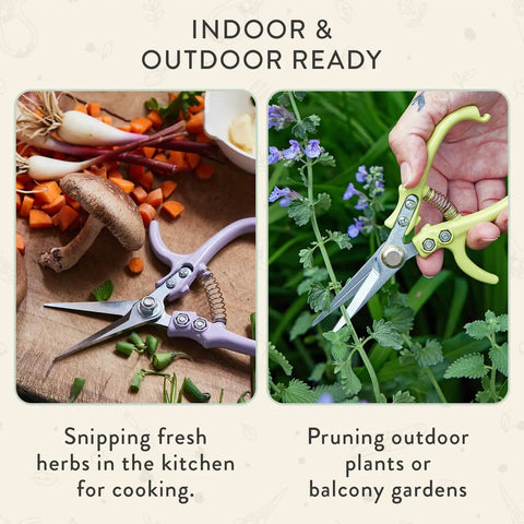 Herb Snipping Scissors For Gardeners, Lightweight Pruning Shears With Easy Lock, Fine Tipped Carbon Steel Blades, Cutting Herbs