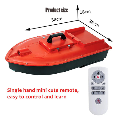 High Speed RC Saltwater Bait Boat For Beach Fishing With Waterproof Hull And GPS Auto Return, red hull with remote control