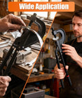 Heavy Duty Hand Rivet Squeezer Kit For Auto Body Repair And Weekend Warrior Projects Including 180 Aluminum Rivets With Six Interchangeable Flush Dies For No Sweat Metalwork Anywhere, in use with two different operators.