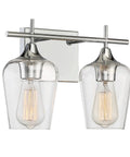 Octave Bohemian Clear Glass Bathroom Vanity Wall Light Two-Light Fixture with Boho Chic Vibe, polished chrome finish.