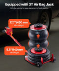 3T Airbag Jack from 6T Auto Body Frame Puller Straightener With 3T Airbag Jack And 6000 PSI Hydraulic Foot Pump Includes 16 Straightening Tools For Sedans, SUVs, And Pickups, Beefy Pro Grade Car Repair Equipment For Shop