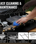 Cleaning Portable Three Burner Propane Camping Stove With Regulator Push Button Ignition Adjustable Burners And Wind Guards