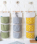 Score Major Closet Wins With This Over Door Hanging Shoe Organizer Bag Crafted From Soft Cotton Linen Featuring Roomy Pockets For Smart Bedroom Bathroom And Garage Storage Solutions. Multi-pocket organizer in green, gray, and yellow.