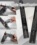 Soft Close Drawer Slides 1 Pair 12 To 24 Inch Full Extension Cabinet Runners With 100 Lb Load Capacity Side Mount Ball Bearing Metal Dresser Black 22 Inch, 45mm rail width