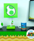 Yoshi Egg Night Light Lamp For Gamers, Cozy Game Room Decor with green pull chain, beside Super Mario mug and monitor