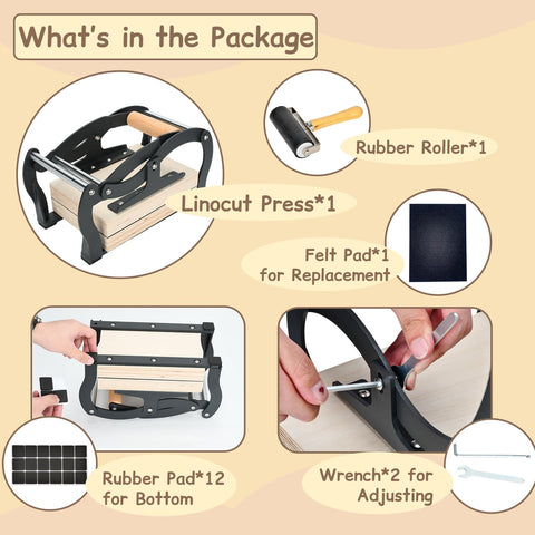 Dope Compact Linocut Press For Printmaking With Hand Lever Operation, accessories included in package, ideal for A5 projects