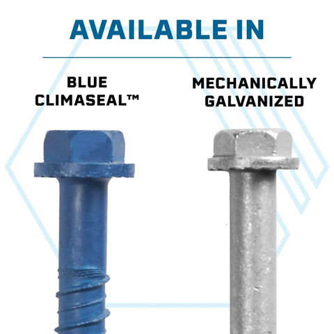 Heavy-Duty Hex Head Concrete Anchors 5/16 X 2-1/4 Inch, 15 Pack, Blue Climaseal Coating For Outdoor Use next to galvanized version