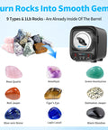 Ultra Quiet Rock Tumbler Kit With Brushless Motor Extra Large 3 Lb Barrel with sample rocks including amethyst and tiger's eye