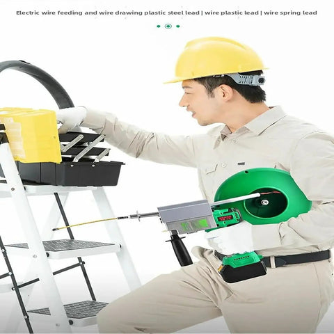 XIVUIFOI Automatic Electric Wire Threader Machine With 550Nm Torque And High Speed Cable Puller for conduit threading in use.