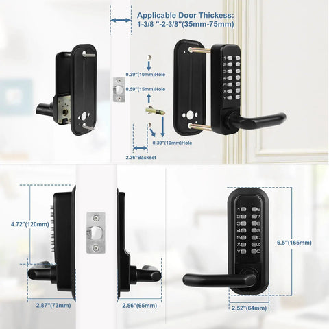 No Sweat Heavy Duty Outdoor Keyless Padlock With Solid Zinc Mechanical Keypad Weatherproof Adjustable Deadlatch Built Different For Fence Gates And Storage Entries Matte Black Finish