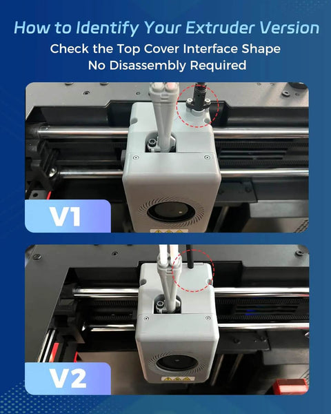 Comparison of V1 and V2 extruder versions for All-In-One Extruder Assembly with 0.4mm High-Flow Hotend Kit for High-Speed 3D Printing