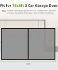 Garage Screen Door For 2 Car Garage 16x8 Feet Magnetic Closure Heavy Duty Screen With Weighted Bottom Mesh self sealing black