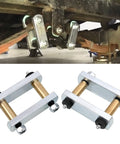 Heavy Duty Trailer Shackle Upgrade Kit With 3.125 Inch Shackles installed on tandem axle RVs with tin bronze bushings and bolts