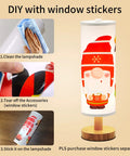 DIY window stickers on table lamp with wooden base