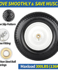 Solid Wheelbarrow Tire 16 Inch 4.80 4.00 8 Flat Free Wheel And Tire With 6 Inch Centered Hub And Five Eighth Inch Axle Bore