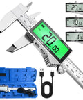 Rechargeable Digital Caliper 6 Inch With Backlit LCD Stainless Steel Vernier Caliper High Precision Measurement Tool with accessories