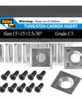 15mm Tungsten Carbide Replacement Cutter Inserts For Woodworking Square Straight Four Edges Knives 15x15x2.5mm 10 Pack