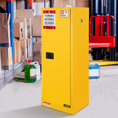 Flammable Storage Cabinet 18 By 18 By 35 Inches Galvanized Steel Safety Cabinet With Adjustable Shelves Yellow Built Tough