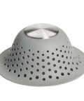 Silicone Shower And Tub Drain Protector Hair Debris Catcher With Tall Domed Design, shown in side view with gray perforated surface.