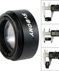 0.5x Telescope Focal Reducer for 1.25 Inch Eyepieces with M28x0.6 Threads shown with caliper measurements