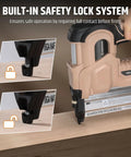 Real Badass Cordless 2 In 1 Brad Nailer And Stapler 18 Gauge shows built-in safety lock system for safe operation.