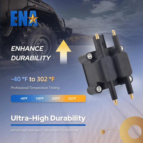 Ignition Coil Pack For Dodge Ram And Viper 8.0L/8.3L V10, shown with durability features and temperature rating -40°F to 302°F