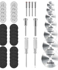 45-piece Gupawix cutting wheel kit for Dremel tools with diamond discs, HSS blades, fiberglass cut-off wheels and mandrels.