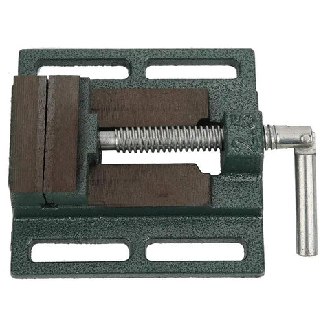 2.5In Lock Down Vise With Heightened Widened Jaws For Max Clamping Force And Stable Workholding On Milling Drilling Machines Durable Steel Bench Clamp Tool Build Quality Guaranteed For Heavy Duty Workshop Projects, showing steel jaws and screw mechanism.