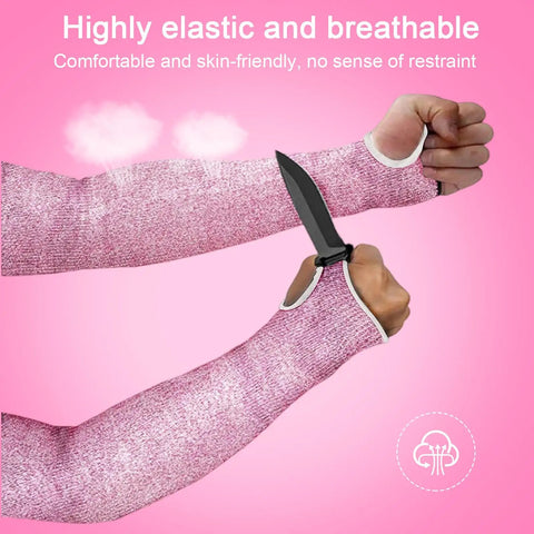 Straight Up Cut Resistant Arm Sleeves With Open Cuff Slash Proof Forearm Guard For Kitchen Prep Gardening Woodworking And Shop Chores Pink Protection For The Daily Grind