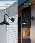 Gooseneck Outdoor Barn Light With LED Bulb Black Farmhouse Porch Fixture Dusk To Dawn Exterior Lighting for day and night use