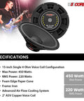 15 Inch Guitar Speaker 220W RMS 450W Peak 4 Ohm With Y30 Ferrite Magnet Specifications with Performer