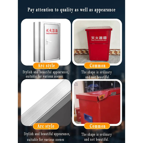 Top Drawer Rock Solid 304 Stainless Steel Fire Extinguisher Storage Cabinet Wall Mount Dual Holder showing arc style and common designs.
