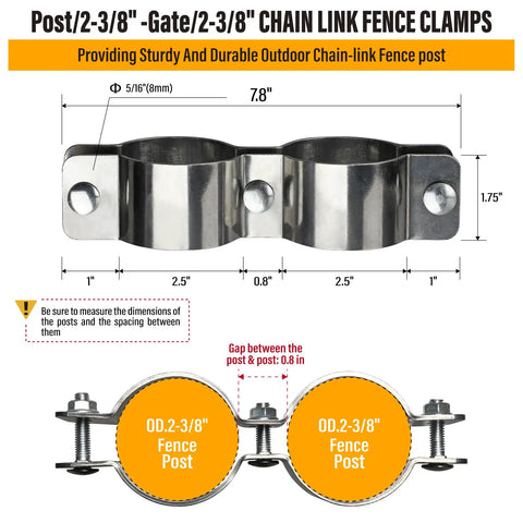 Beefy Heavy Duty 304 Stainless Steel Chain Link Fence Panel Clamps Saddle Clamp Set For Fence Post Connection