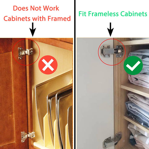 Comparison of Hidden Hinges For Frameless Cabinet Doors Concealed Surface Mount 10 Pack Nickel Plated Cold Rolled Steel installation