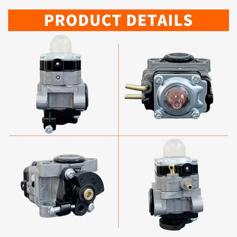 Four views of OEM Carburetor Replacement For Ryobi 25cc 2 Cycle Full Crank String Trimmer Models RY251PH RY252CS easy install