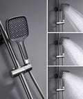 UMJIGF Shower System Thermostatic 4-Function Shower Faucet Set with a handheld shower sprayer showcasing different water flow modes.