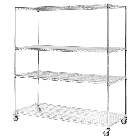 Five Tier Heavy Duty Steel Storage Rack On Wheels With Tool Free Assembly And Massive Capacity For Garage Or Home Use
