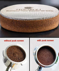 Ground coffee with impact of 58 Point 5 Millimeter Puck Screen With Stand Reusable 316L Stainless Steel Filter Screen For Espresso Machines 58mm Portafilter Basket Keeps Shower Screen Clean And Delivers Barista Grade Extraction