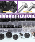 52 Piece Round Black Furniture Pad Set With Screws In 18mm 24mm And 30mm Sizes Heavy Duty Rubber Non Slip Bumpers